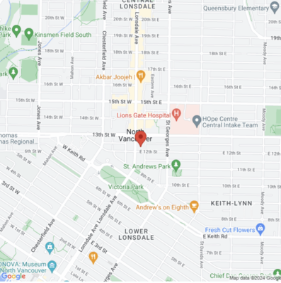 Map to Surge Neuro Physio in North Vancouver, BC